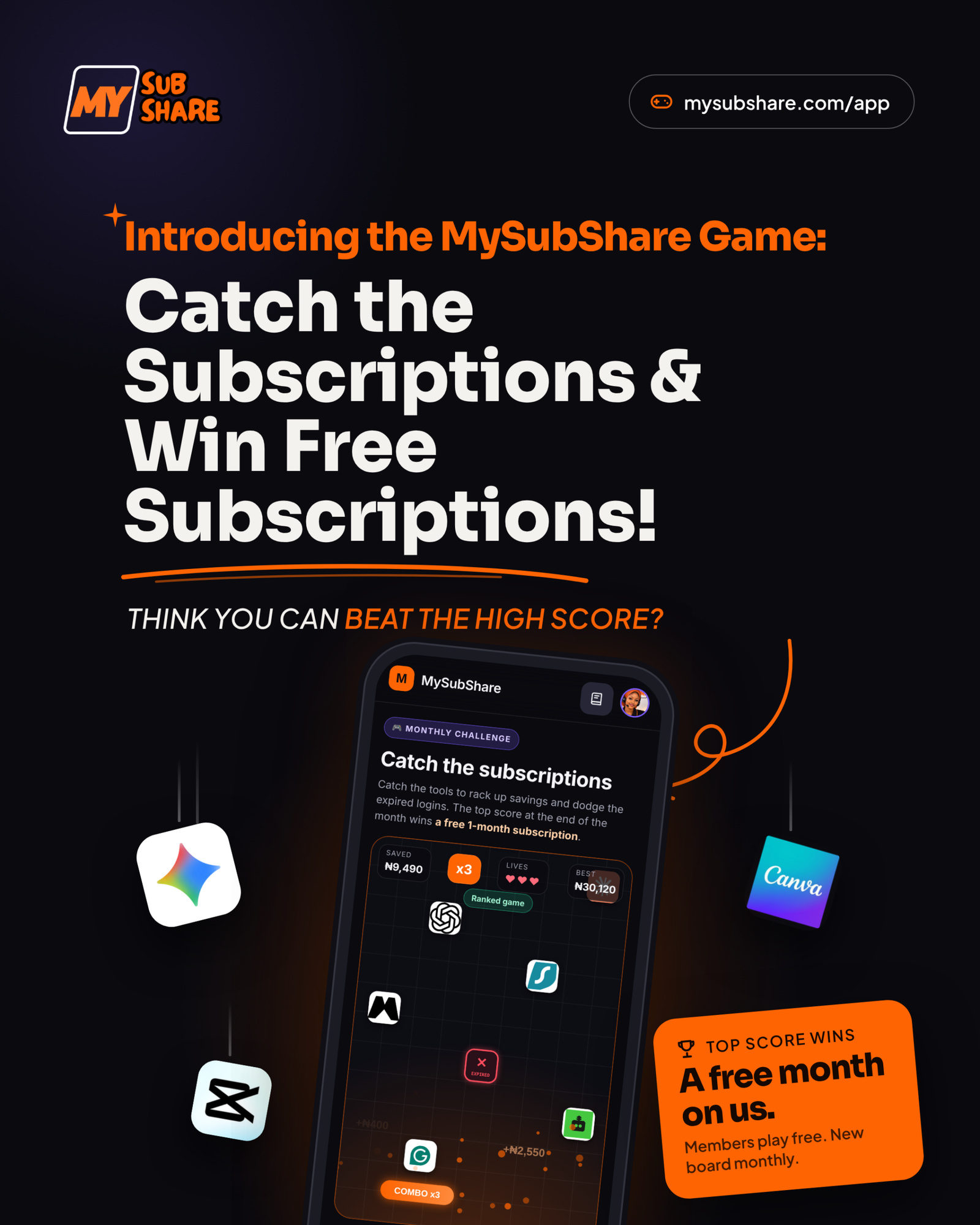 Introducing the MySubShare Game: Catch the Subscriptions & Win Free Subscriptions!